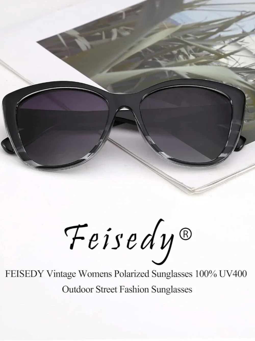 Elegant Polarized Cat Eye Sunglasses for Women - Jackie O Retro Style B2451